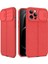 Apple iPhone 13 Pro Kılıf Kamera Sürgülü Deri Dokulu Mat Silikon Kırmızı 1