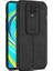 Xiaomi Redmi Note 9 Pro Kılıf Kamera Sürgülü Deri Dokulu Mat Silikon Siyah 1