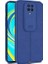 Xiaomi Redmi Note 9 Pro Kılıf Kamera Sürgülü Deri Dokulu Mat Silikon Lacivert 1