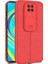 Xiaomi Redmi Note 9 Pro Kılıf Kamera Sürgülü Deri Dokulu Mat Silikon Kırmızı 1