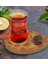 Kişiye Özel Çilek Tasarımlı Doğal Ahşap Tabaklı Heybeli Çay Bardağı Sunum Seti Model 1 1