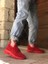 350 Yüksek Taban Tarz Sneakers Cırt Detaylı Kırmızı Erkek Spor Ayakkabısı 1