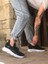 350 Yüksek Taban Tarz Sneakers Cırt Detaylı Siyah Beyaz Tabanlı Erkek Spor Ayakkabısı 1