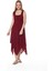 Şile Bezi Bordo Asimetrik Düğmeli Elbise 1