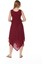 Şile Bezi Bordo Asimetrik Düğmeli Elbise 4