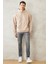 Erkek Bej Oversize Bol Kesim Kapüşonlu Yaka Baskılı Sweatshirt 2
