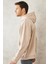 Erkek Bej Oversize Bol Kesim Kapüşonlu Yaka Baskılı Sweatshirt 4
