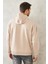 Erkek Bej Oversize Bol Kesim Kapüşonlu Yaka Baskılı Sweatshirt 5