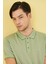 AC&Co / Altınyıldız Classics Erkek Çekmeyen Pamuklu Kumaş Slim Fit Dar Kesim Yeşil Kıvrılmaz Polo Yaka Tişört