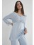 Kadın Penye Dantelli Pijama Takımı 1241 Mist 5