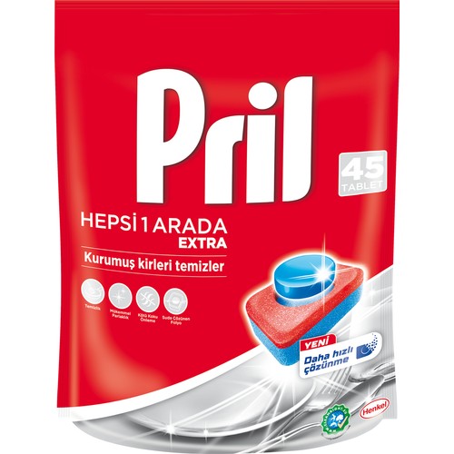 Pril Hepsi Bir Arada Extra 45 Yıkama Bulaşık Makinesi Deterjanı Tableti