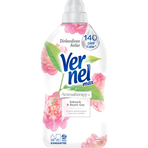 Vernel Max Konsantre Çamaşır Yumuşatıcısı 1440ml (60 Yıkama) Şakayık & Beyaz Çay