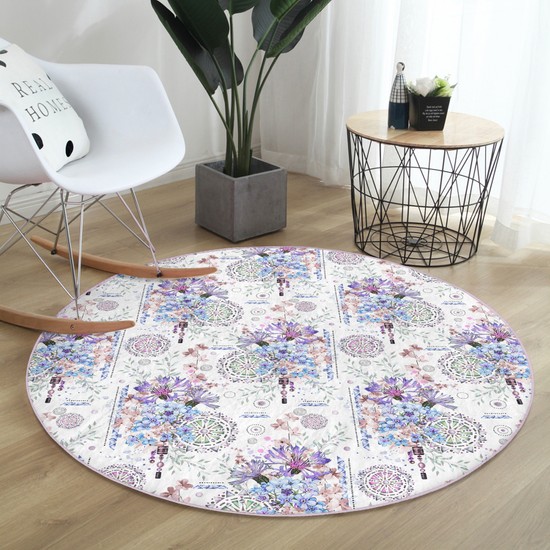 Real Homes MaviMor Renk Işleyen Çarklar Motifli Lacivert Fiyatı