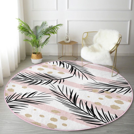 Real Homes Beyaz Zeminde Gold Detaylı Yaprak Desenli Dijital Fiyatı