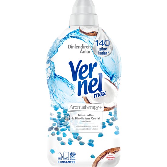 Vernel Max Konsantre Çamaşır Yumuşatıcısı 1440ml (60 Yıkama) Mineraller & Hindistan Cevizi