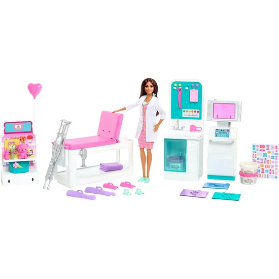Barbie'nin Polikliniği Oyun Seti , Esmer Barbie Doktor Bebek (30 Cm), 30'dan Fazla Parça Oyuncak, 3 Yaş ve Üzeri Kızlar Için GTN61