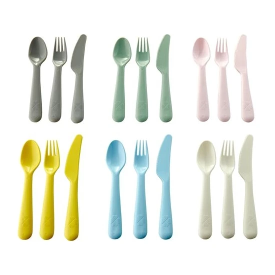 IKEA Çocuk Plastik Çatal-Bıçak-Kaşık Seti Pastel Ton Renkleri 18 Parça