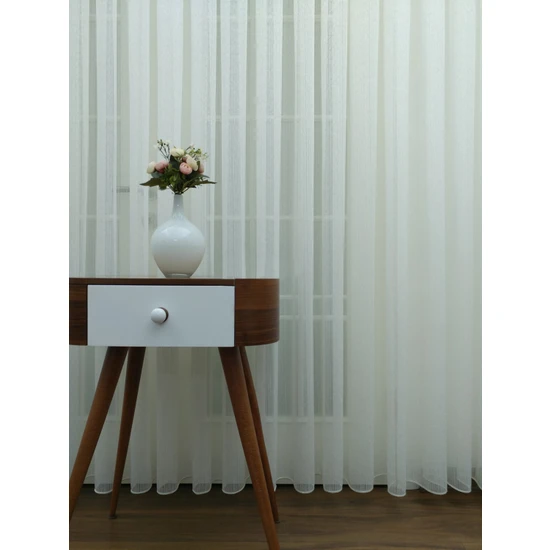 Evdepo Home Kullanıma Hazır 1/2 Seyrek Pile Tül Perde Tek Kanat - Ekru 100 x 250 cm