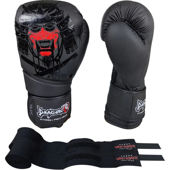 Dragon Yakuza Boks Eldiveni Muay Thai Kick Boks Eldiveni ve Whiteface Boks Bandajı 2’li Set