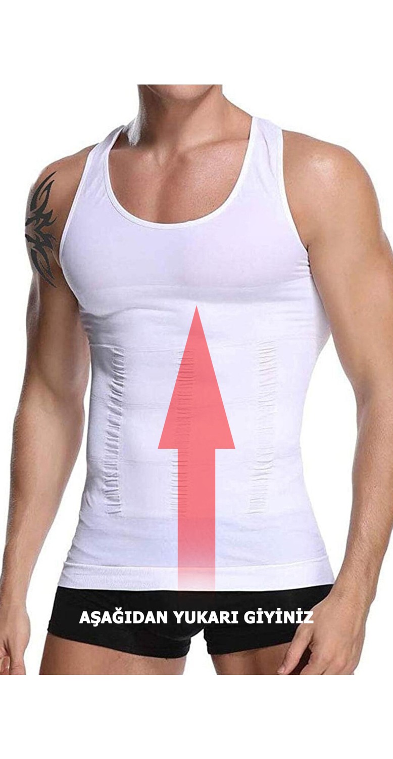TangModa Erkek Korse Atlet Bel Korsesi Toparlayıcı 2 Li Set Inceltici Korse Atlet görsel 3