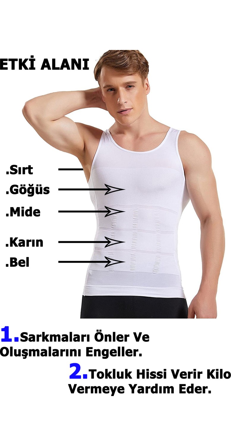 TangModa Erkek Korse Atlet Bel Korsesi Toparlayıcı 2 Li Set Inceltici Korse Atlet görsel 4