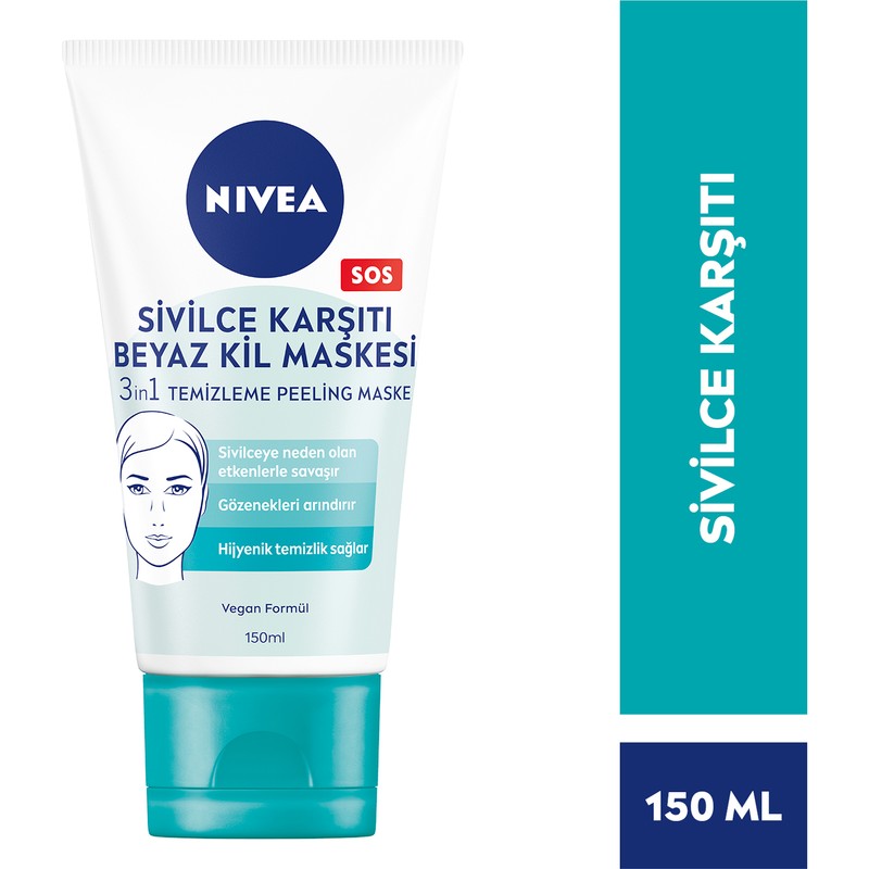 Nivea Yüz Maskesi - Tüm Cilt Tipleri İçin Sivilce Önleyici, Doğal Manolya Özlü Derin Temizlik ve Arındırma, 150 ml