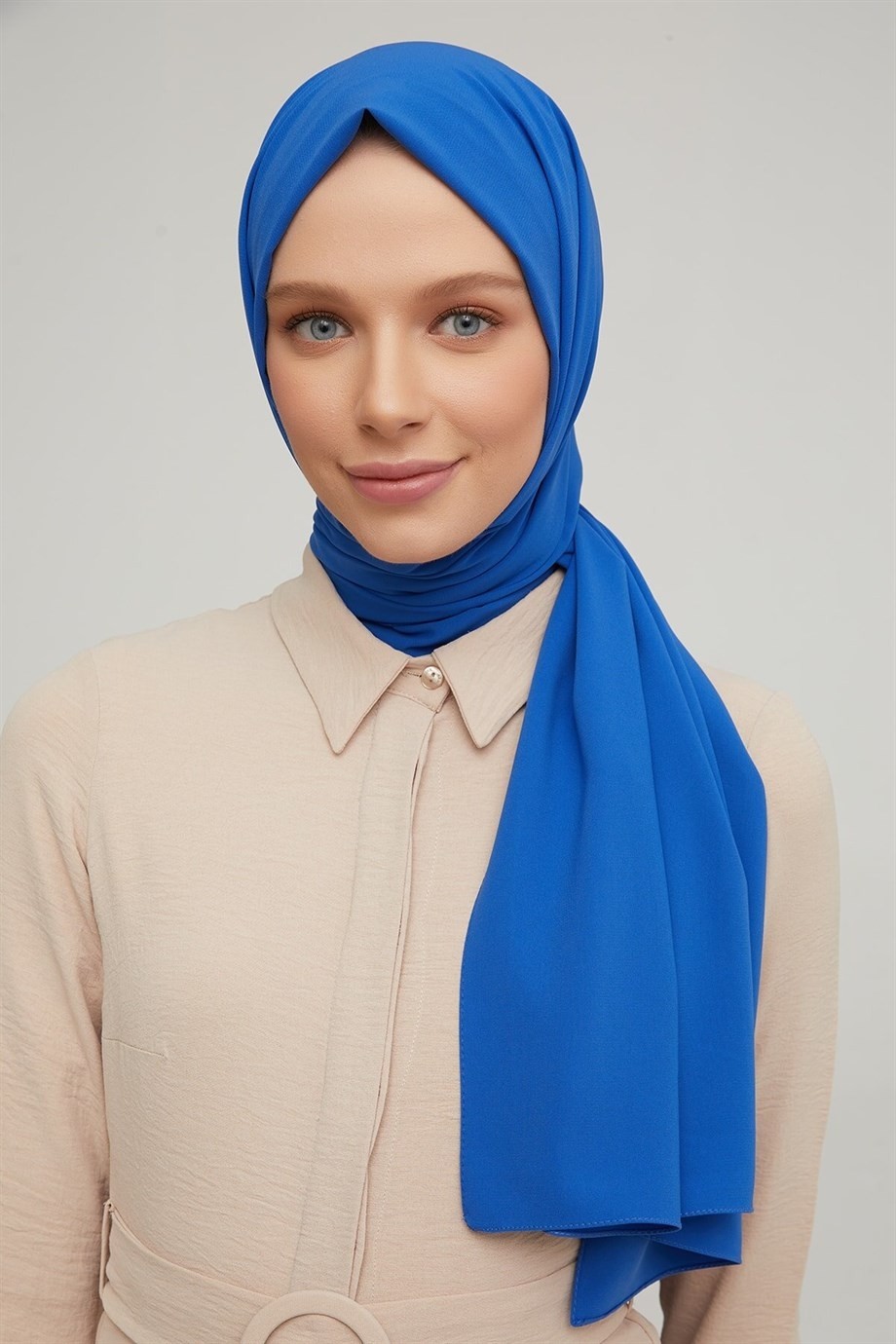 Armine Trend Medine Ipeği Şal 70X200 - Pudra görsel 5