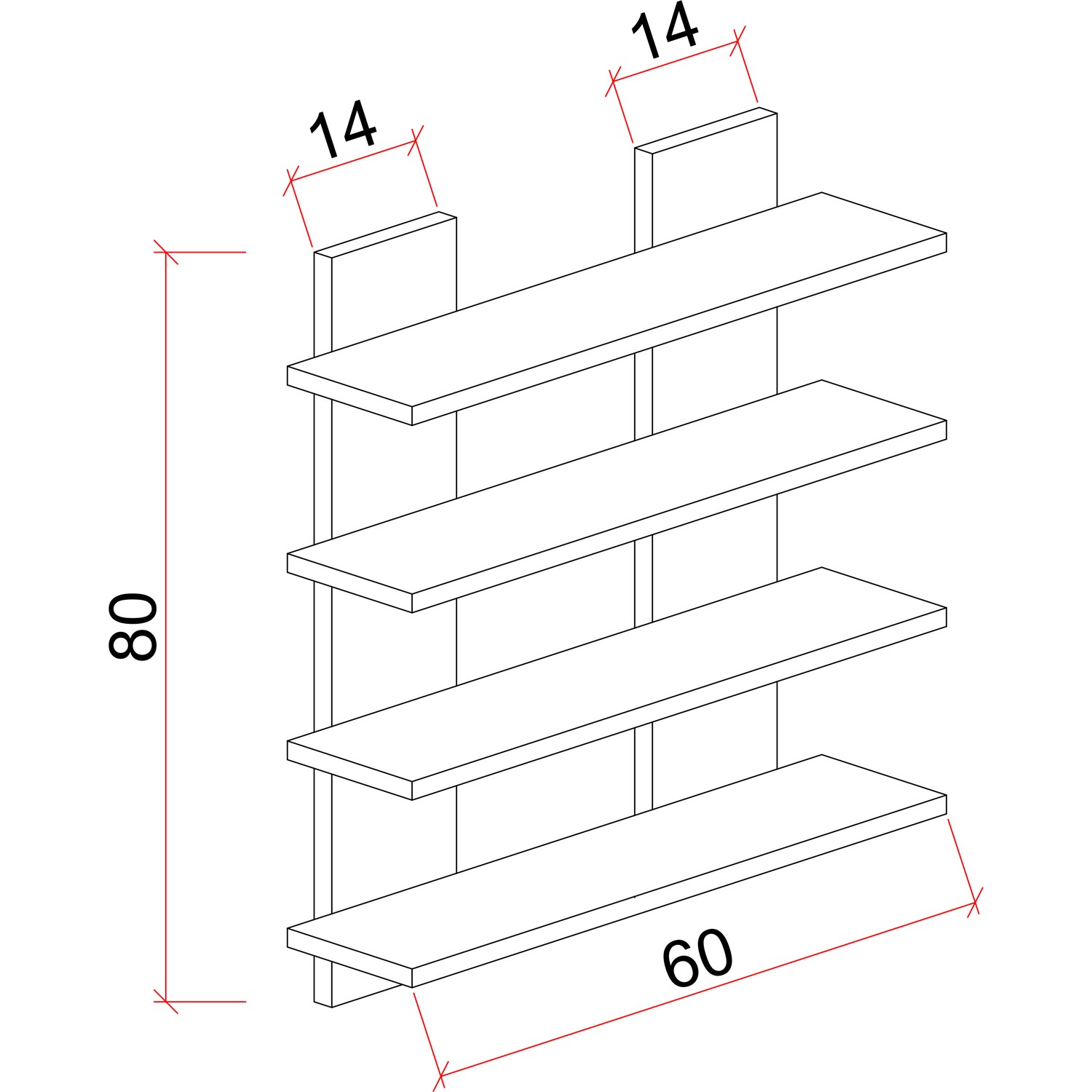 Ankara Mobilya H Model 4 Lü Raf Seti Akçaağaç Fiyatı
