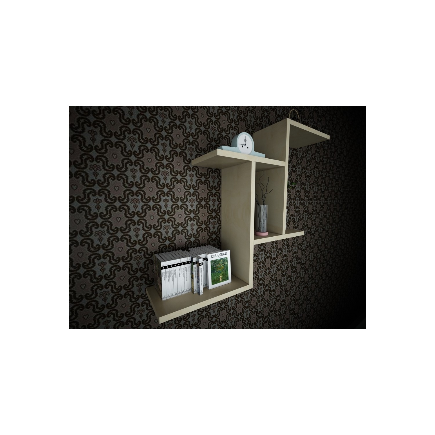 Ankara Mobilya T Model Duvar Rafı Akçaağaç Fiyatı