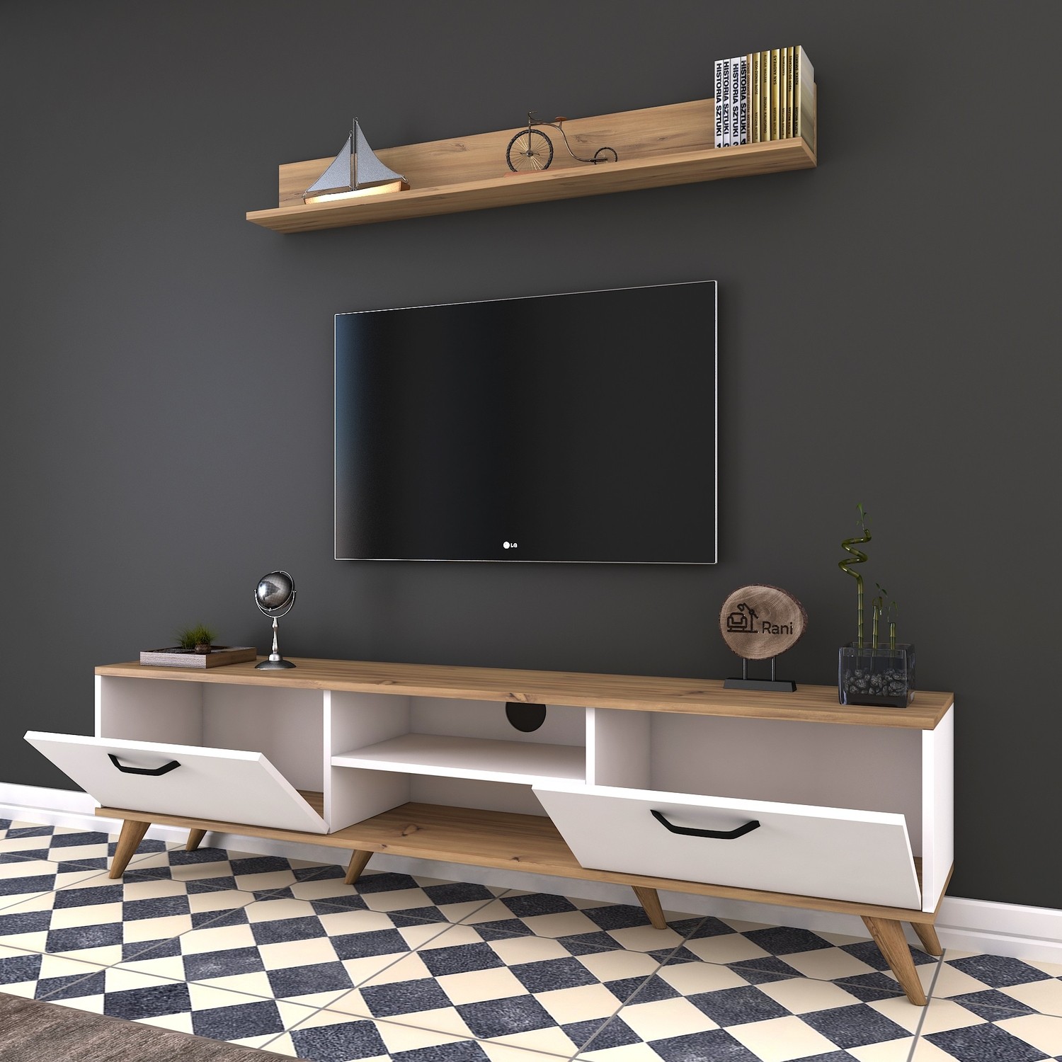 Rani A5 Duvar Raflı Kitaplıklı Tv Ünitesi Modern Ayaklı Tv Fiyatı Rani A5 Duvar Raflı Kitaplıklı Tv Ünitesi Modern Ayaklı Tv Fiyatı
