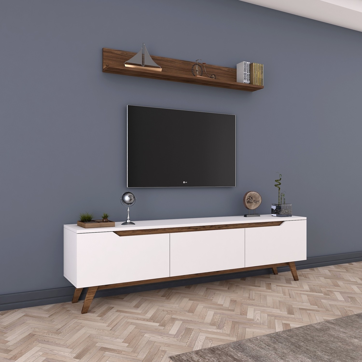 Rani D1 Duvar Raflı Tv Ünitesi Ahşap Ayaklı Tv Sehpası Beyaz Fiyatı Rani D1 Duvar Raflı Tv Ünitesi Ahşap Ayaklı Tv Sehpası Beyaz Fiyatı