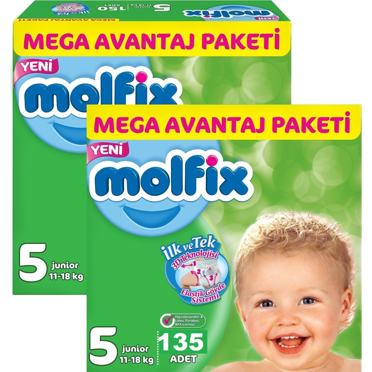 Molfix Bebek Bezi 5 Beden 135x2 270 Adet 1118 Kg Fiyatı