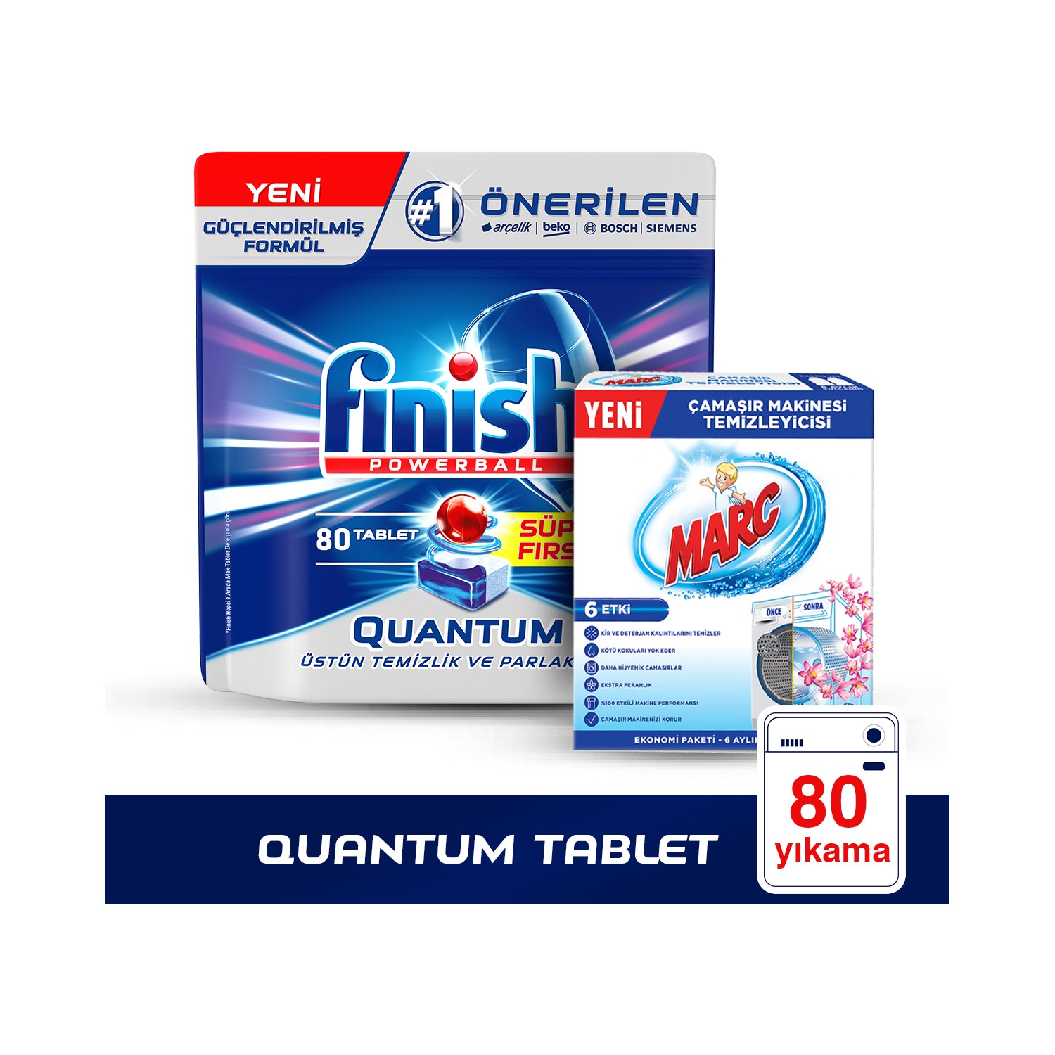 Finish Quantum 80 Tablet Bulaşık Makinesi Deterjanı + Marc Fiyatı