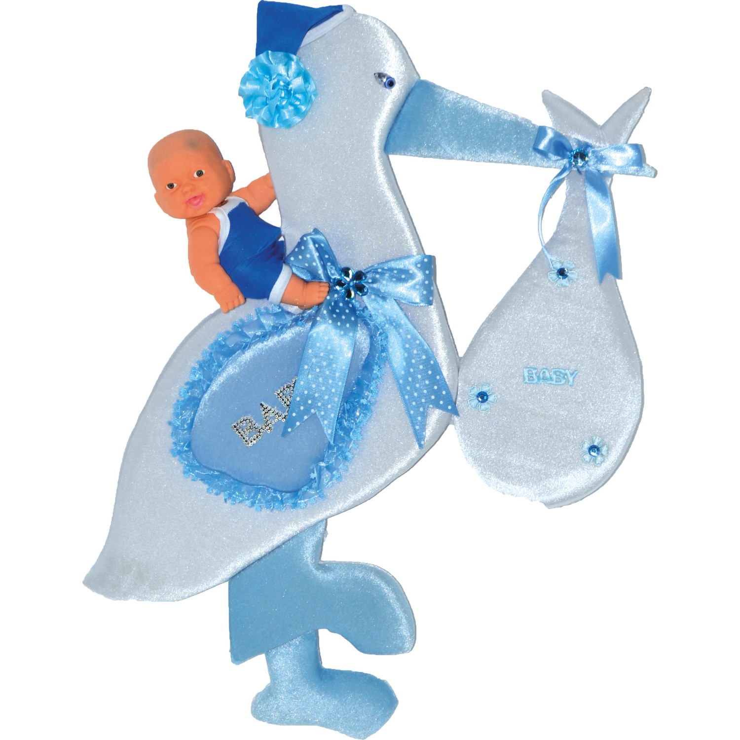 Can Bebekli Leylek Bebek Kapı Süsü Mavi 60x40cm Fiyatı