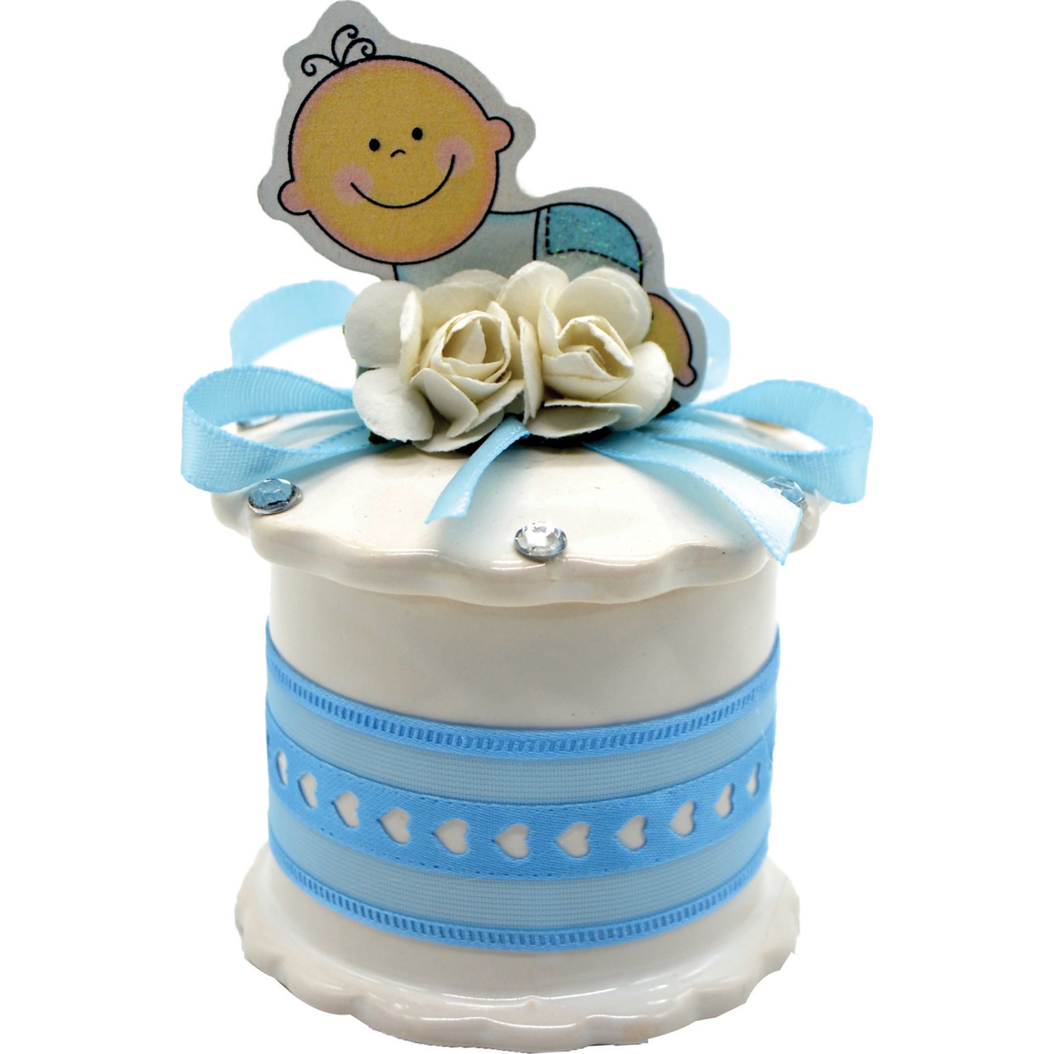 Can Bebek Logolu Yuvarlak Porselen Kutu Mavi ( 10 cm * 6