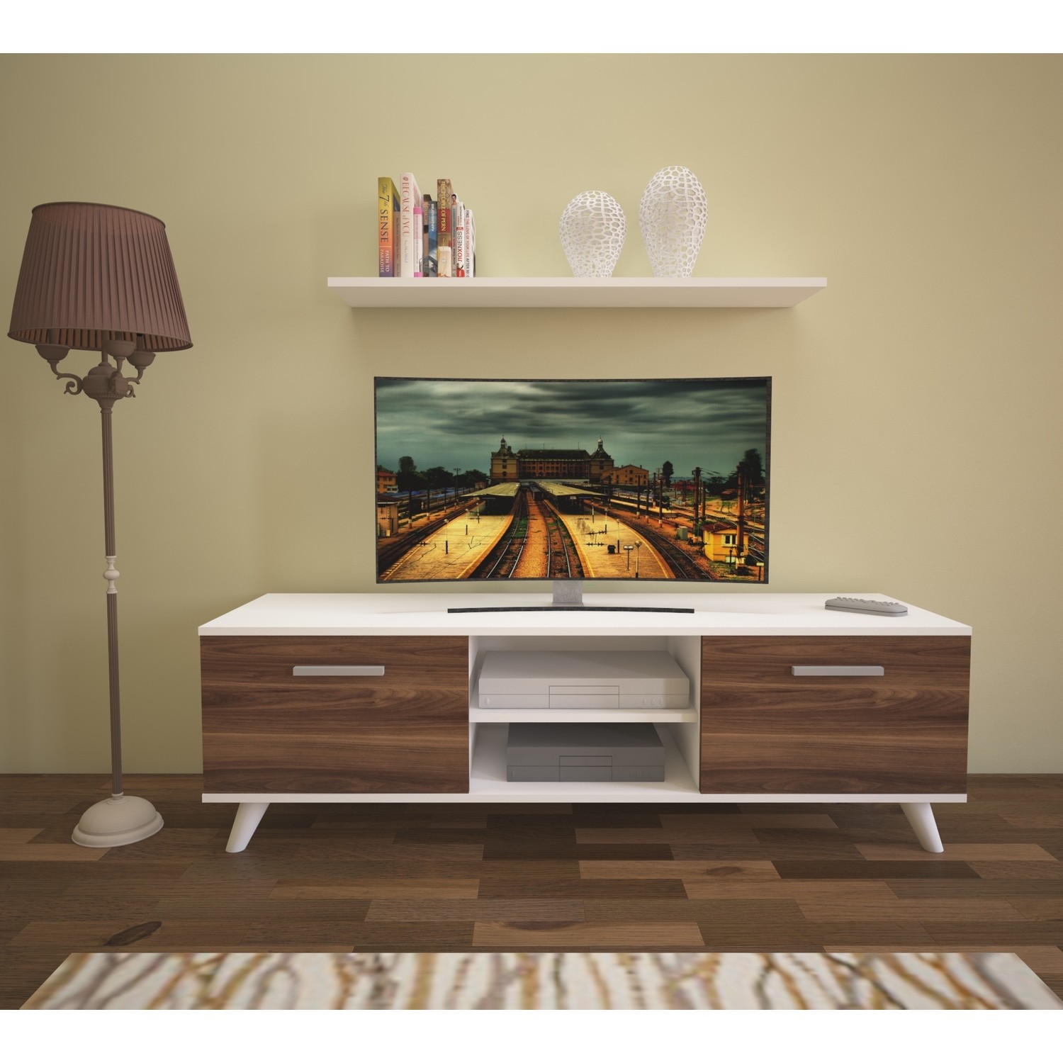 Nur Mobilya Asya 120 cm Tv Sehpası Tv Ünitesi Beyaz Ceviz Fiyatı
