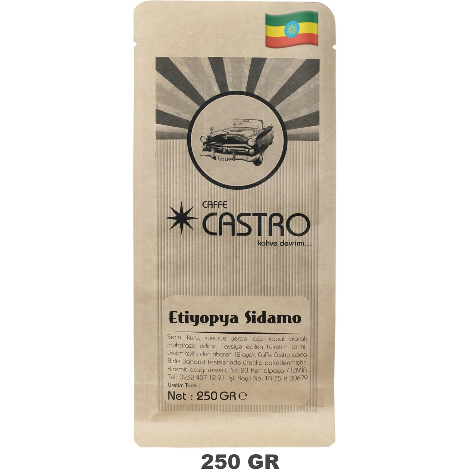 Castro Etiyopya Sidamo Nitelikli Çekirdek Kahve 250 gr Fiyatı