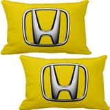 Asr Honda Logo 2 li Lüks Araç Boyun Yastığı Mavi ve Ahşap Logo Anahtarlık