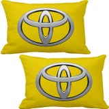 Asr Toyota Logo 2 li Lüks Araç Boyun Yastığı Gri ve Ahşap Logo Anahtarlık