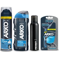 Arko Ekonomik Tıraş ve Bakım Seti (Köpük - Bıçak - Kolonya - Deodorant)
