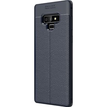 Microsonic Samsung Galaxy Note 9 Kılıf Deri Dokulu Silikon Lacivert