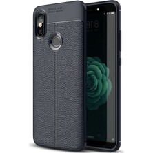 Microsonic Xiaomi Mi A2 (Mi 6X) Kılıf Deri Dokulu Silikon Lacivert