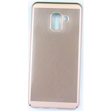 Case 4U Samsung Galaxy A8+ ( A730) Kılıf İnce Delikli Sert Arka Kapak Rubber Altın