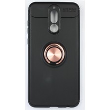 Case 4U Huawei Mate 10 Lite Kılıf Yüzüklü Darbeye Dayanıklı (Mıknatıslı Araç Tutucu Uyumlu) Siyah - Rose Gold