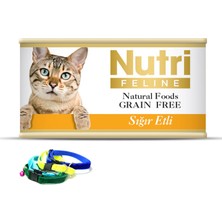Nutri Feline Sığır Etli Tahılsız Yetişkin Kedi Maması 96x85 gr ve Kedi Tasması