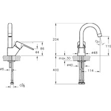 Artema Marin S A42458 Döner Borulu Lavabo Bataryası, Krom