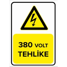 Renkli Reklam 380 Volt Tehlike Levhası (Sac Malzeme)