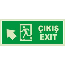 Renkli Reklam Çıkış Exit Sol Üst Ok Lümen Folyo Levhası (Sac Malzeme)