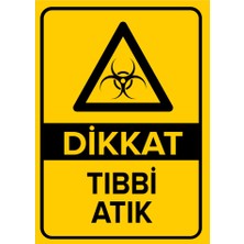 Renkli Reklam Dikkat Tıbbi Atık Levhası (Sac Malzeme)