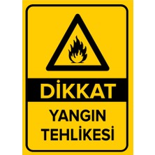 Renkli Reklam Dikkat Yangın Tehlikesi Levhası (Sac Malzeme)
